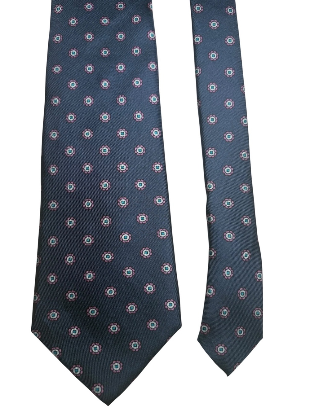 Van Heusen 100% Silk Navy Geometric Floral Made in USA Men's Designer Tie
